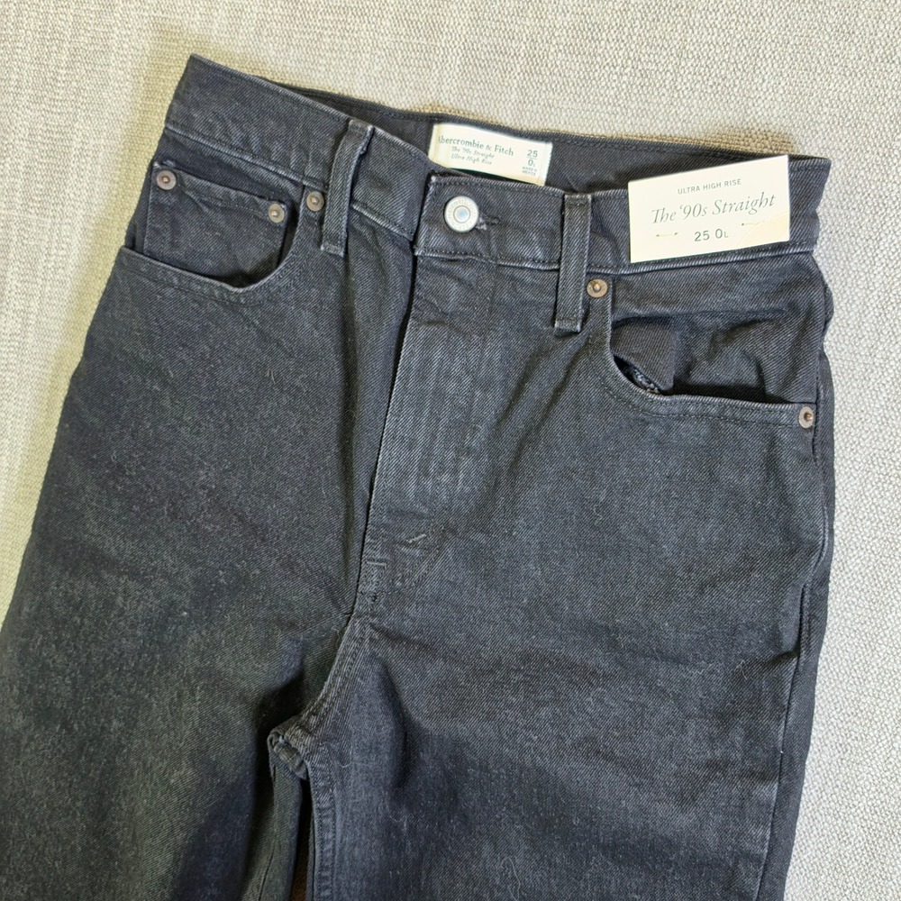 Abercrombie Fitch Jeans Womens 25/32 Black 90s Straight Ultra High Rise Stretch